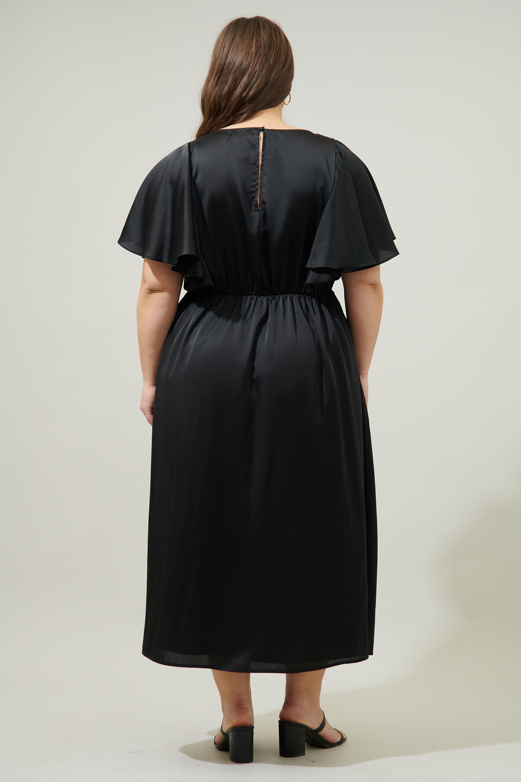 Shape Black Satin Wrap Dress, Curve