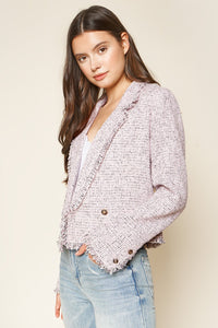Angelica Cropped Tweed Blazer