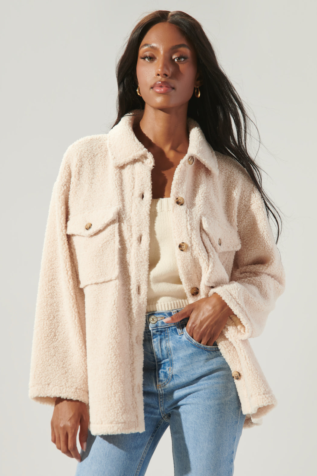 Heat of the Moment Sherpa Fleece Shacket – Sugarlips