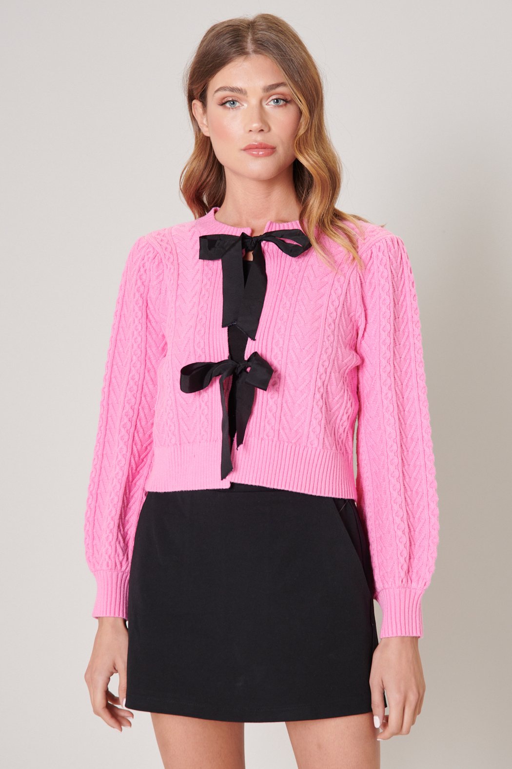 Pinky Promise Bow Tie Cardigan