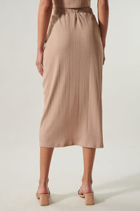 Katie Ribbed Button Front Midi Skirt