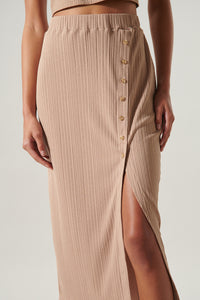 Katie Ribbed Button Front Midi Skirt