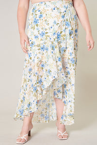 Luz Floral Saturated Love High Low Midi Skirt Curve