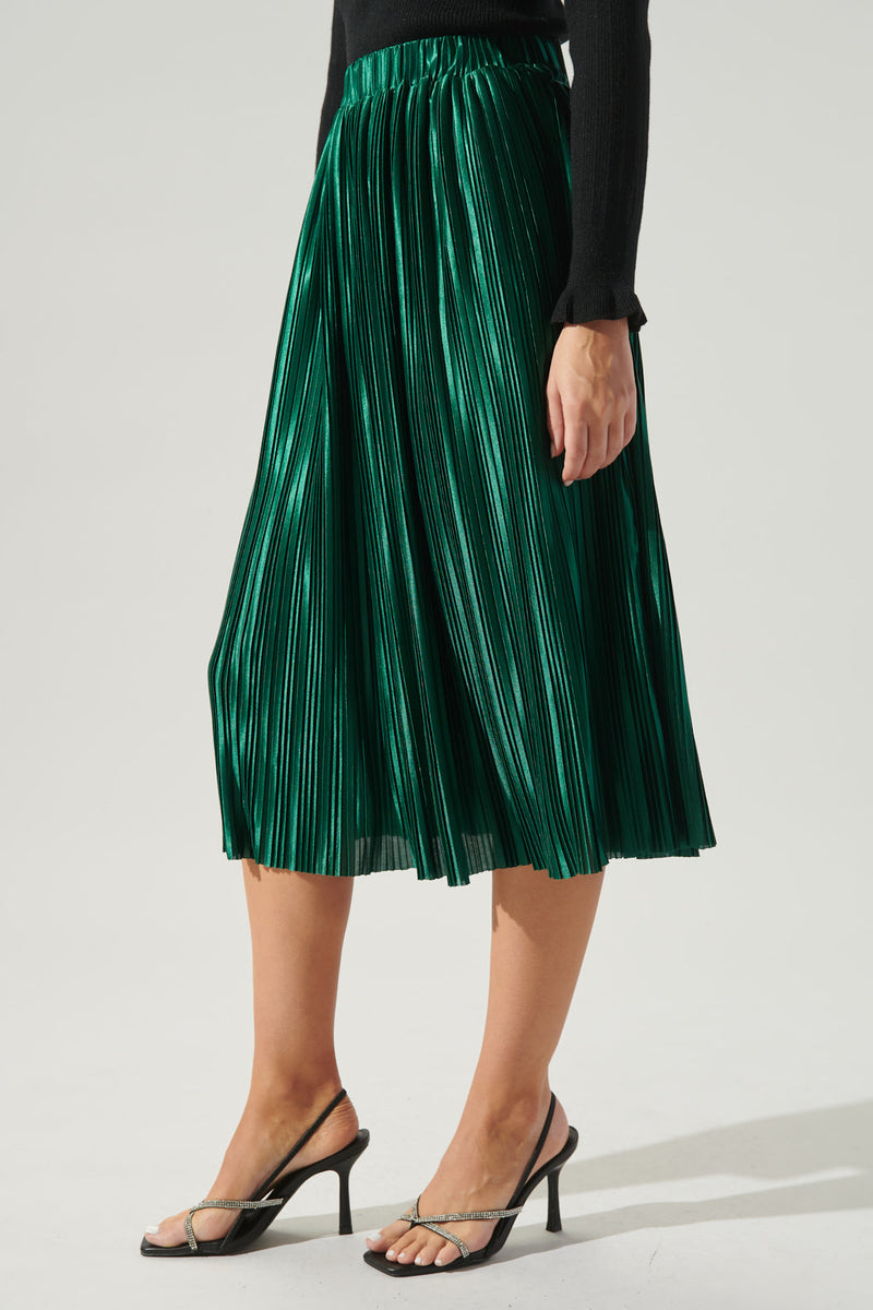 All That Glimmers Pleated Midi Skirt – Sugarlips