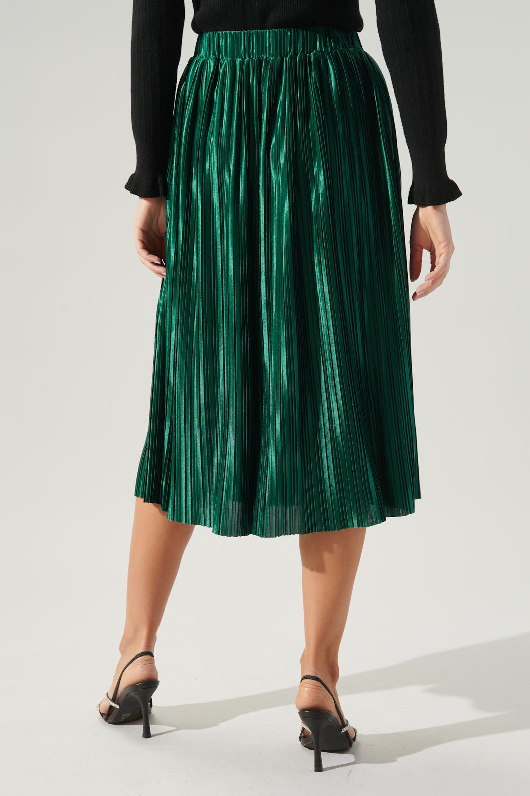 Silk pleated outlet midi skirt