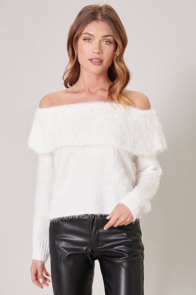 Feeling It Eyelash Knit Off-the-Shoulder cheapest Sweater