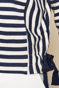 True Blue Striped Long Sleeve Crop Top