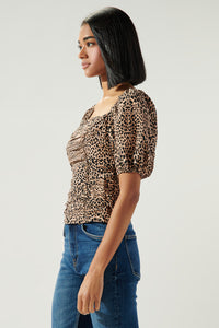 Take A Chance Leopard Ruched Seville Top