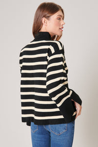 Slayder Striped Turtleneck Wide Sleeve Sweater