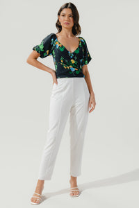 Delphine Floral Puff Sleeve Crop Top