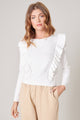 Wildfire Cable Knit Ruffle Sweater