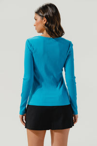 Cecile Long Sleeve Ribbed Knit Cut Out Top