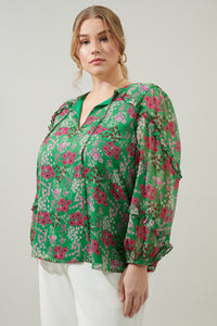Roxie Floral Ammabella Ruffle Blouse Curve