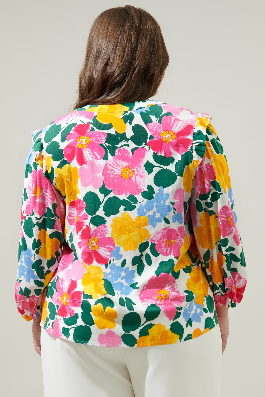 Kokomo Floral Martina Balloon Sleeve Button Down Blouse Curve Sugarlips Kokomo Floral Martina Balloon Sleeve Button Down Blouse Curve Sugarlips