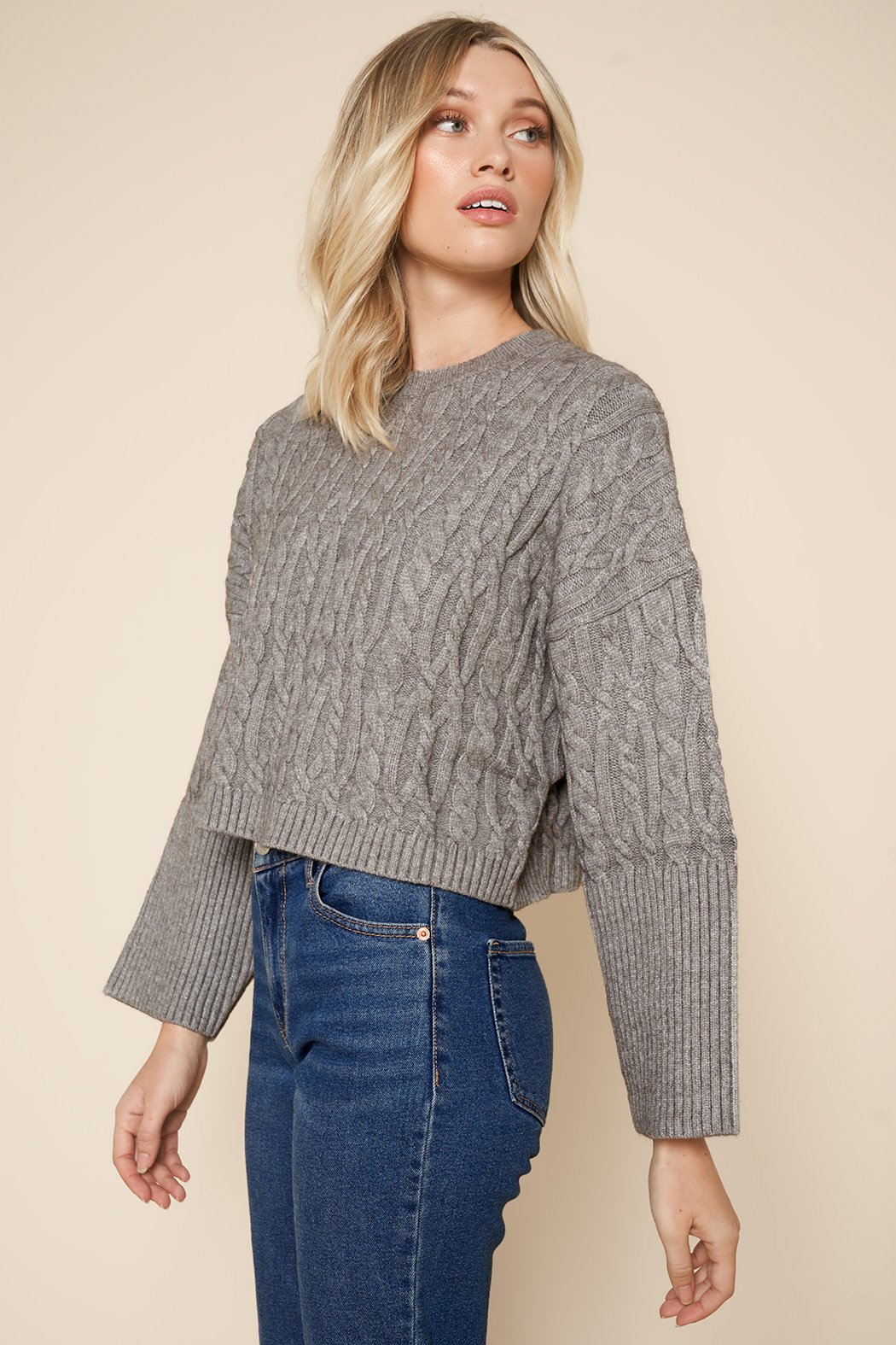 Aspen Cable Knit Cropped Sweater – Sugarlips