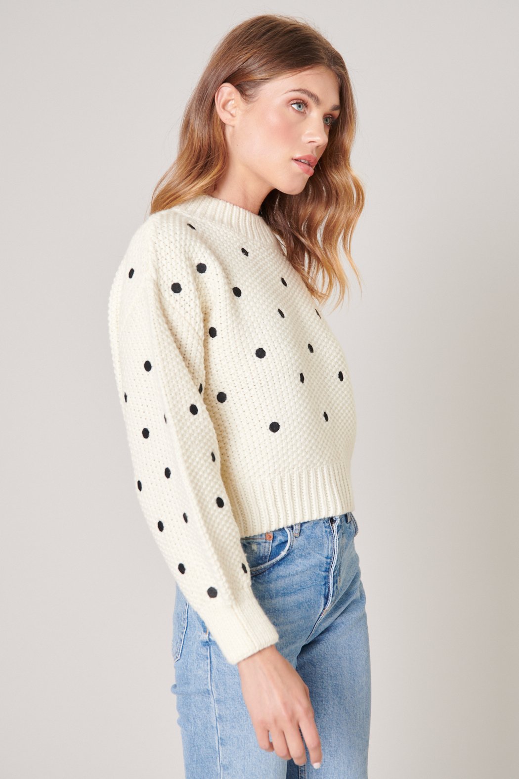 Minnie Cream Embroidered Dot Sweater – Sugarlips