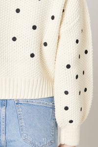 Minnie Cream Embroidered Dot Sweater