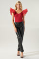 Lennon Ribbed Knit Puff Sleeve Top