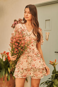 Sweet Like You Floral Print Flutter Sleeve Mini Dress